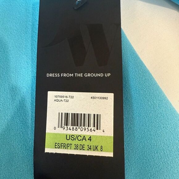 NWT Nine West Aqua Long Sleeve Mini Dress | Flared/Bell Sleeves | Size 4 - Picture 3 of 8